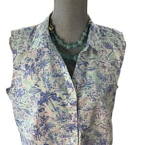 Talbots Sleeveless Button Up Collared Size XL Top Lightweight Beach Vacation